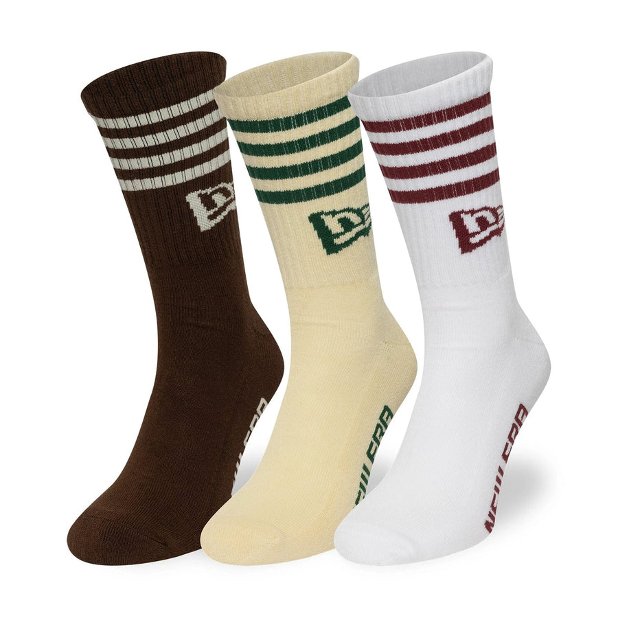 This is a New Era Stripe Multi 3 Pack Crew Socks 1