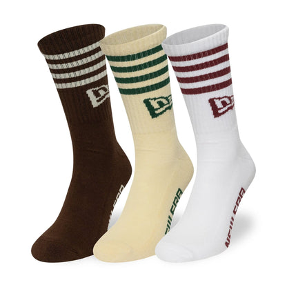 This is a New Era Stripe Multi 3 Pack Crew Socks 1
