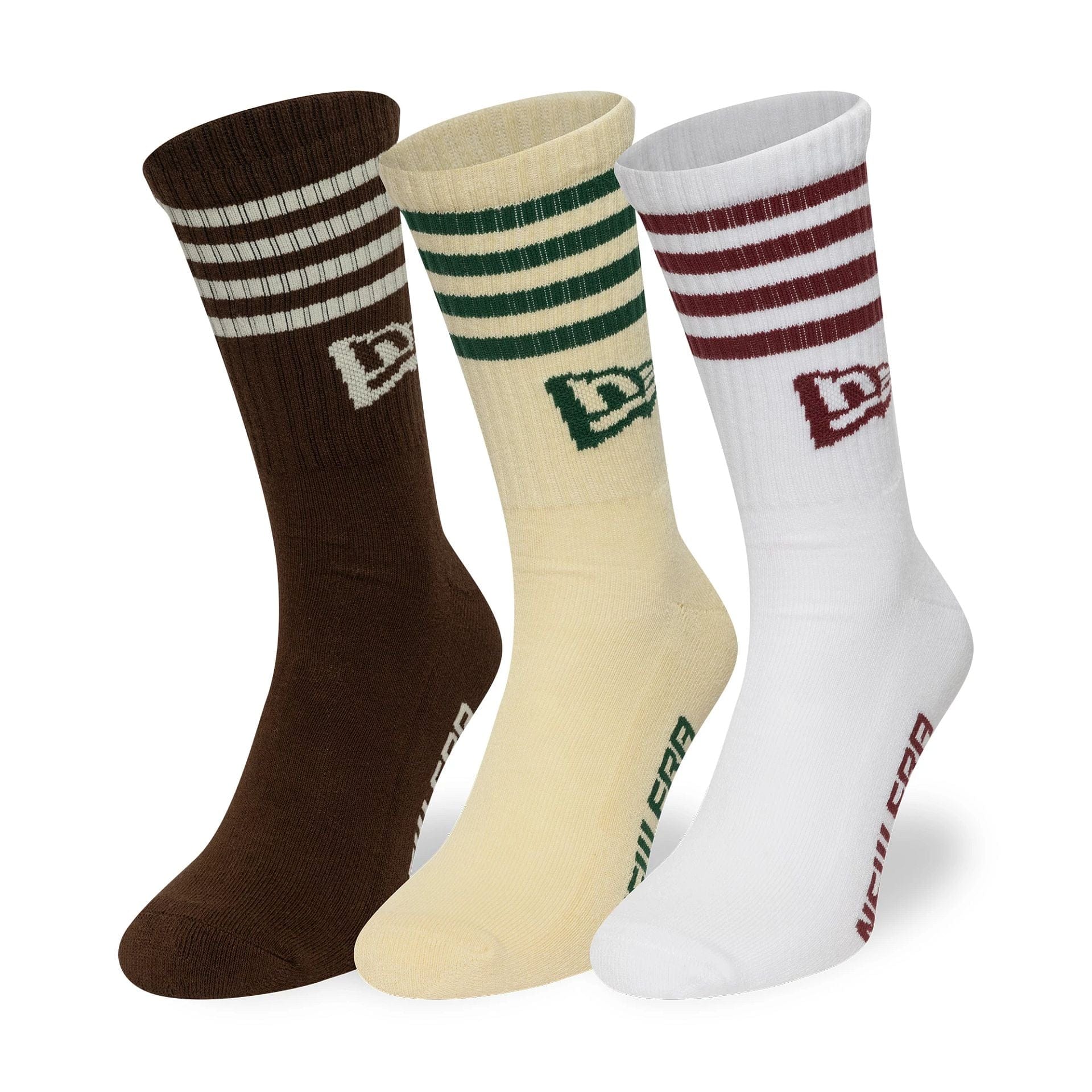 This is a New Era Stripe Multi 3 Pack Crew Socks 1