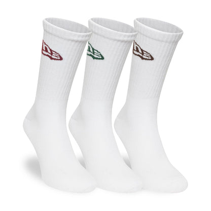 This is a New Era Flag White 3 Pack Crew Socks 3