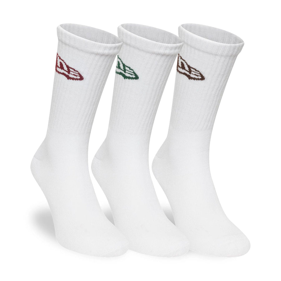 This is a New Era Flag White 3 Pack Crew Socks 3