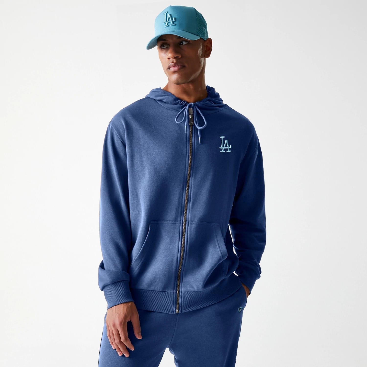 MLB Midi LA Dodgers Dark Blue Oversized Full Zip Hoodie | NEC EU
