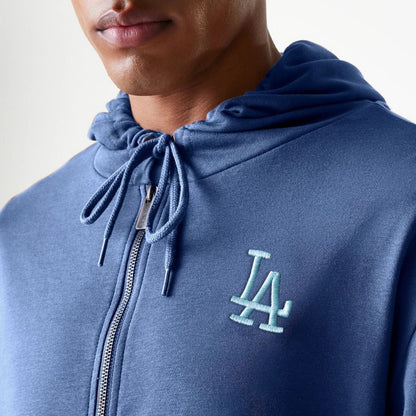 The Male model is wearing LA Dodgers MLB Midi League Essential Dark Blue Oversized Full Zip Hoodie 6