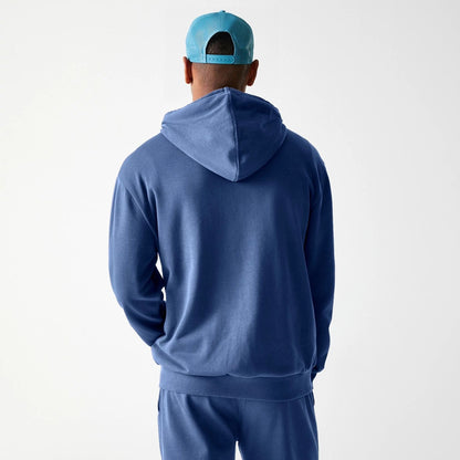 The Male model is wearing LA Dodgers MLB Midi League Essential Dark Blue Oversized Full Zip Hoodie 3