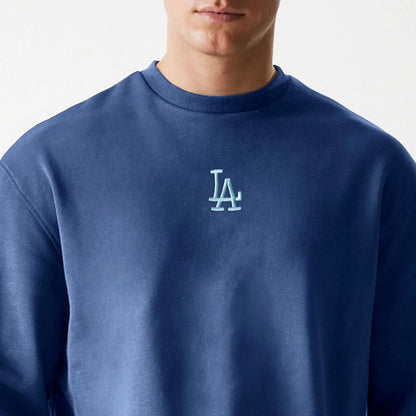 The Male model is wearing LA Dodgers MLB Midi League Essential Dark Blue Oversized Crew Neck Sweater 3