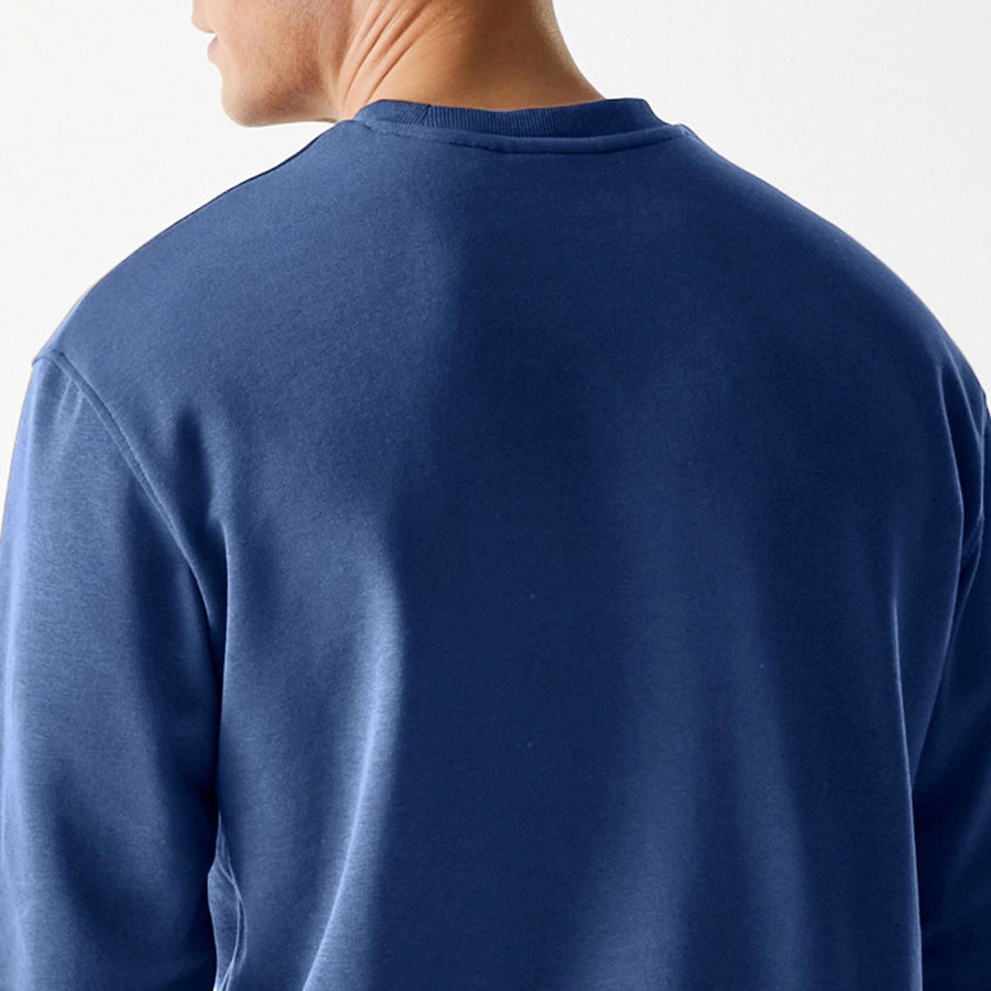 The Male model is wearing LA Dodgers MLB Midi League Essential Dark Blue Oversized Crew Neck Sweater 7