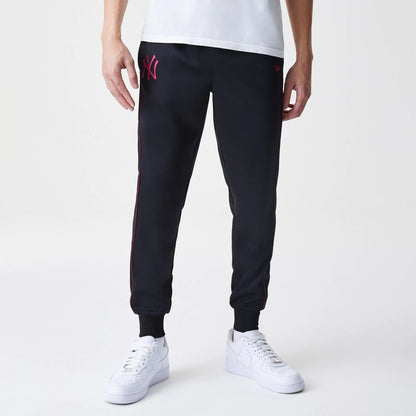 The Male model is wearing New York Yankees MLB Black Track Pants 1