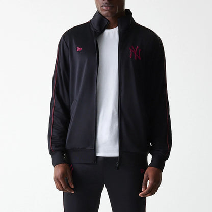 The Male model is wearing New York Yankees MLB Black Track Top 3