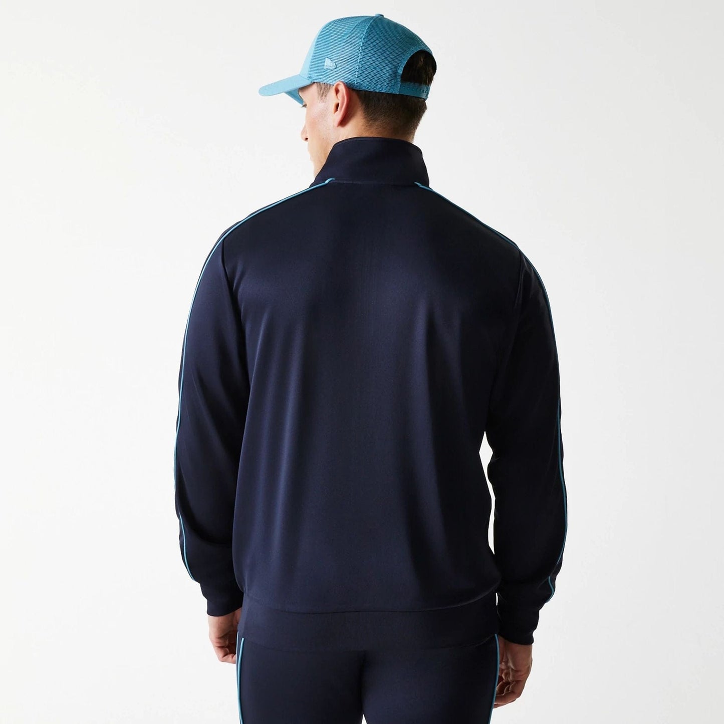 The Male model is wearing LA Dodgers MLB Navy Track Top 2