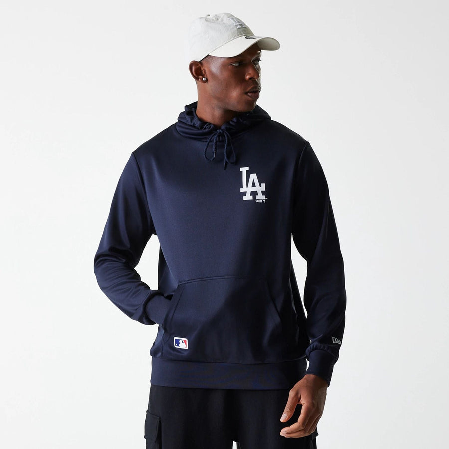 The Male model is wearing LA Dodgers MLB Essentials Navy Pullover Hoodie 1