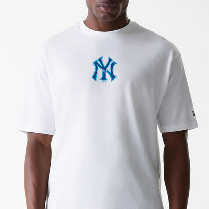 The Male model is wearing New York Yankees MLB World Series White Oversized T-Shirt 3