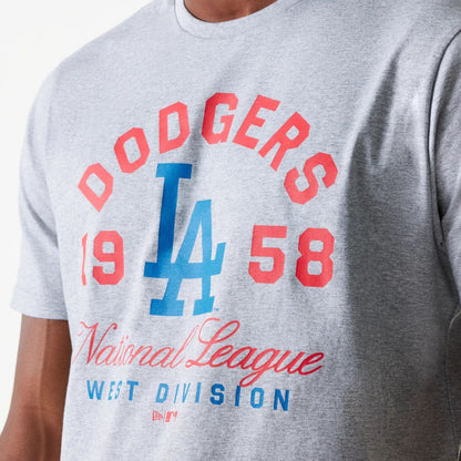 The Male model is wearing LA Dodgers MLB Wordmark Grey T-Shirt 4