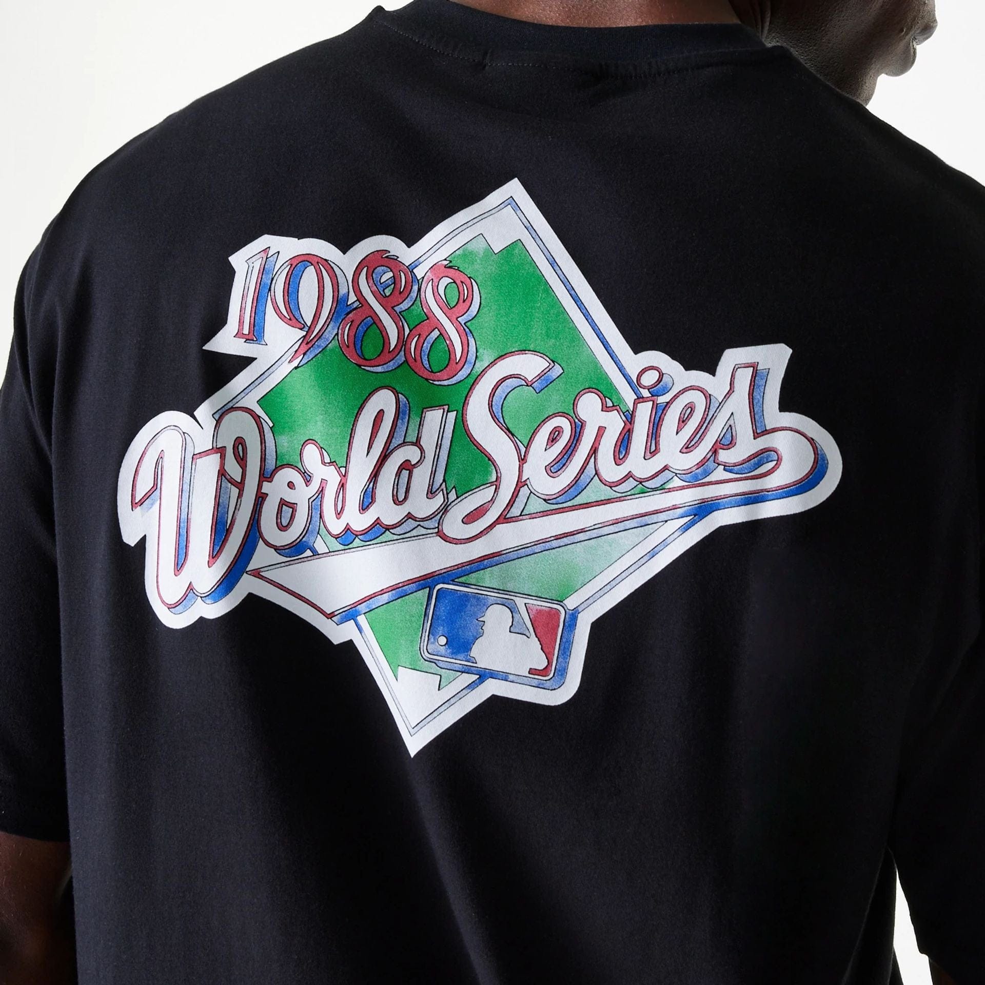 The Male model is wearing LA Dodgers MLB World Series Black Oversized T-Shirt 6