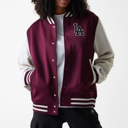 The Male model is wearing LA Dodgers MLB Dark Red Bomber Jacket 5