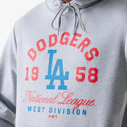 The Male model is wearing LA Dodgers MLB Wordmark Grey Pullover Hoodie 4