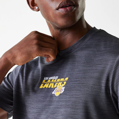 The Male model is wearing LA Lakers NBA Essentials Black T-Shirt 4
