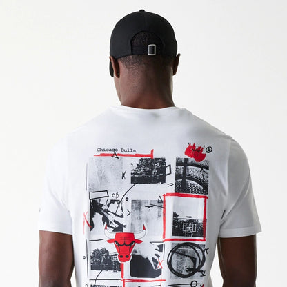 The Male model is wearing Chicago Bulls NBA Photographic Print White T-Shirt 6
