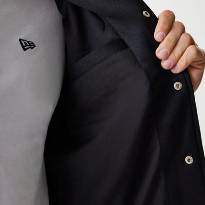 The Male model is wearing Chicago Bulls NBA Panel Black Bomber Jacket 6