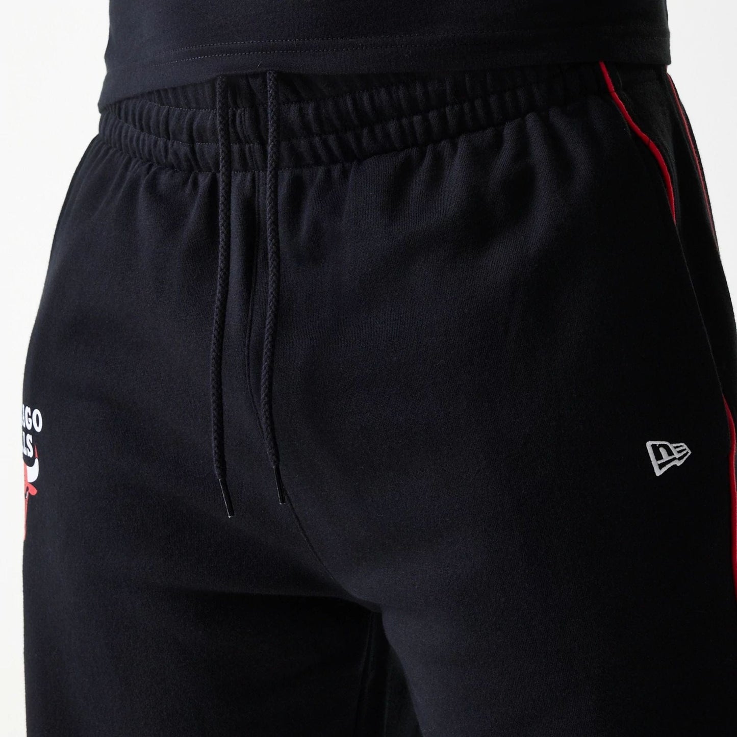 The Male model is wearing Chicago Bulls NBA Piping Black Shorts 5
