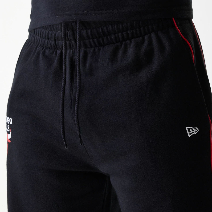 The Male model is wearing Chicago Bulls NBA Piping Black Shorts 5