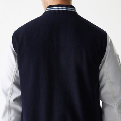 The Male model is wearing LA Dodgers MLB Wordmark Navy Varsity Jacket 7