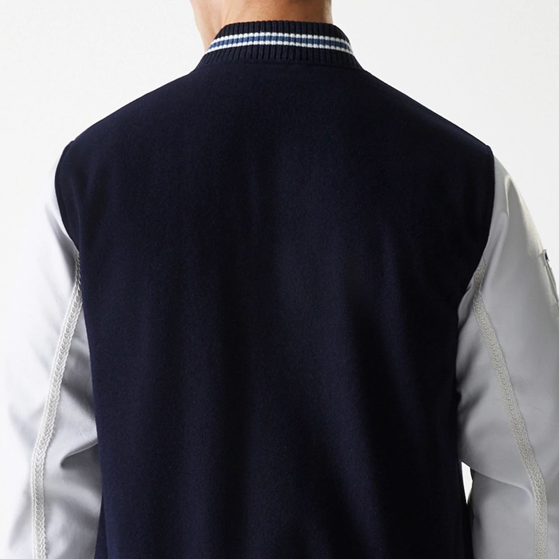 The Male model is wearing LA Dodgers MLB Wordmark Navy Varsity Jacket 7