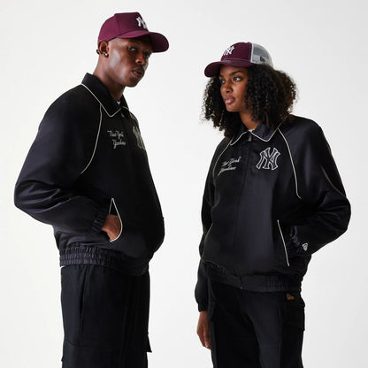 The Male model is wearing New York Yankees MLB Club Black Club Jacket 1