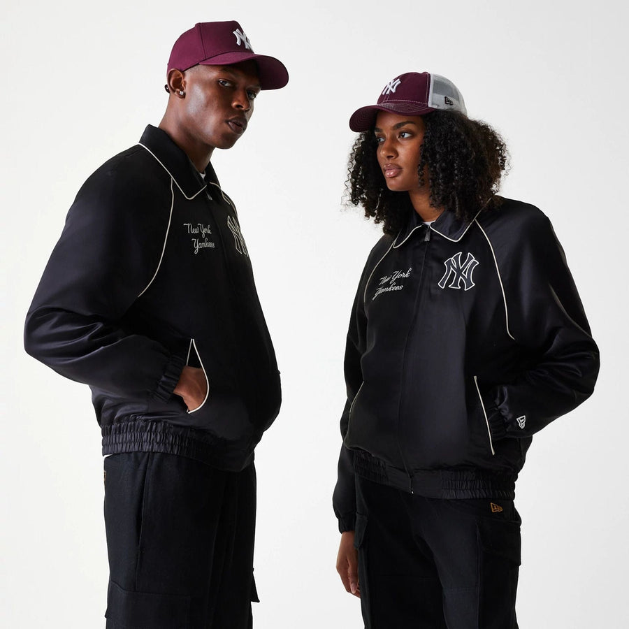 The Male model is wearing New York Yankees MLB Club Black Club Jacket 1