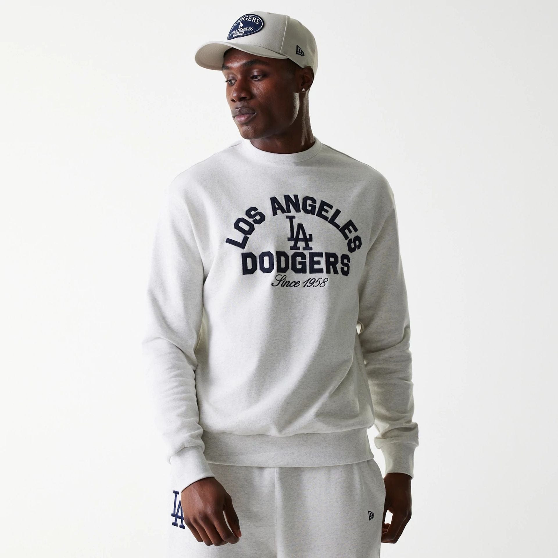MLB Heritage LA Dodgers Pastel Grey Oversized Crew Neck Sweater