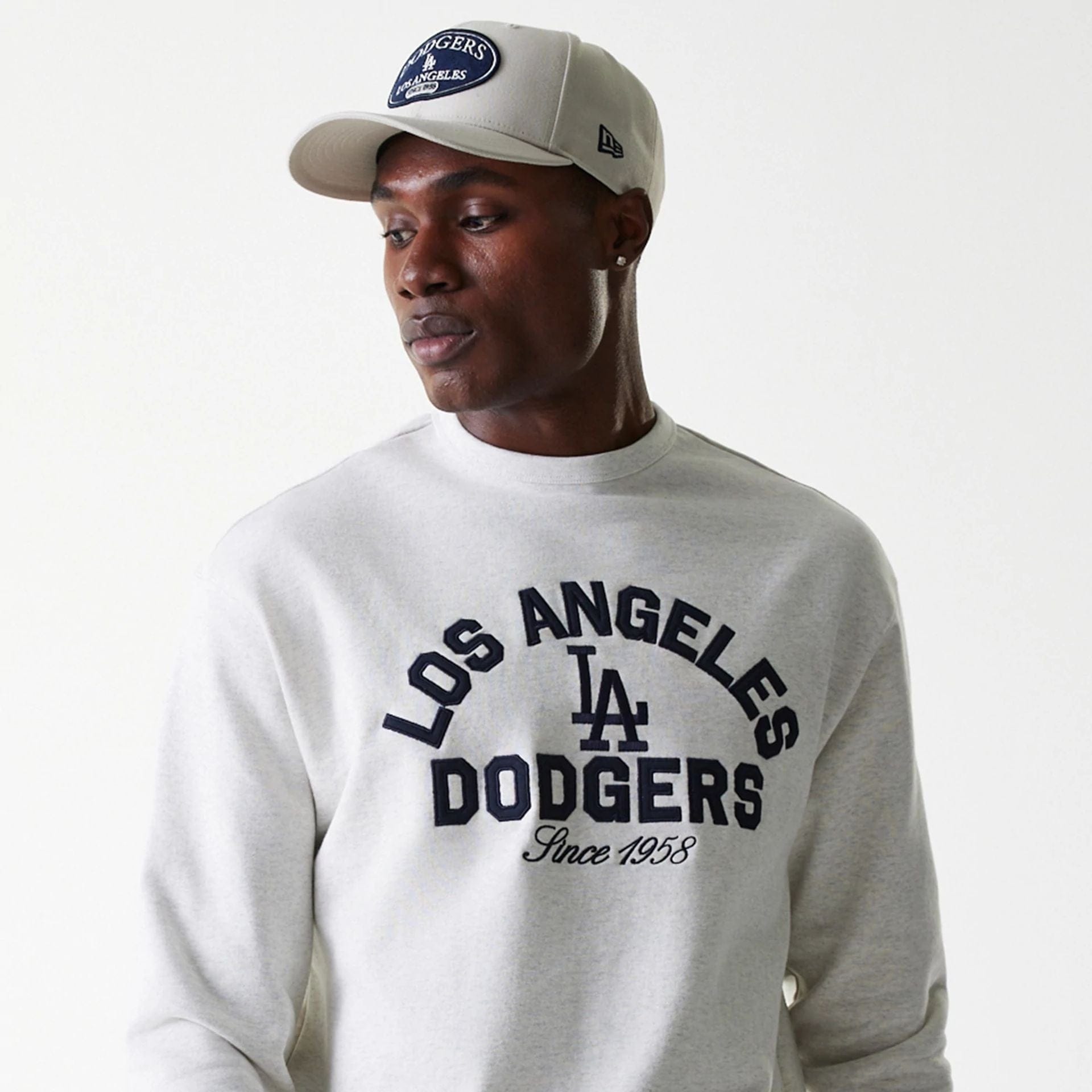 MLB Heritage LA Dodgers Pastel Grey Oversized Crew Neck Sweater