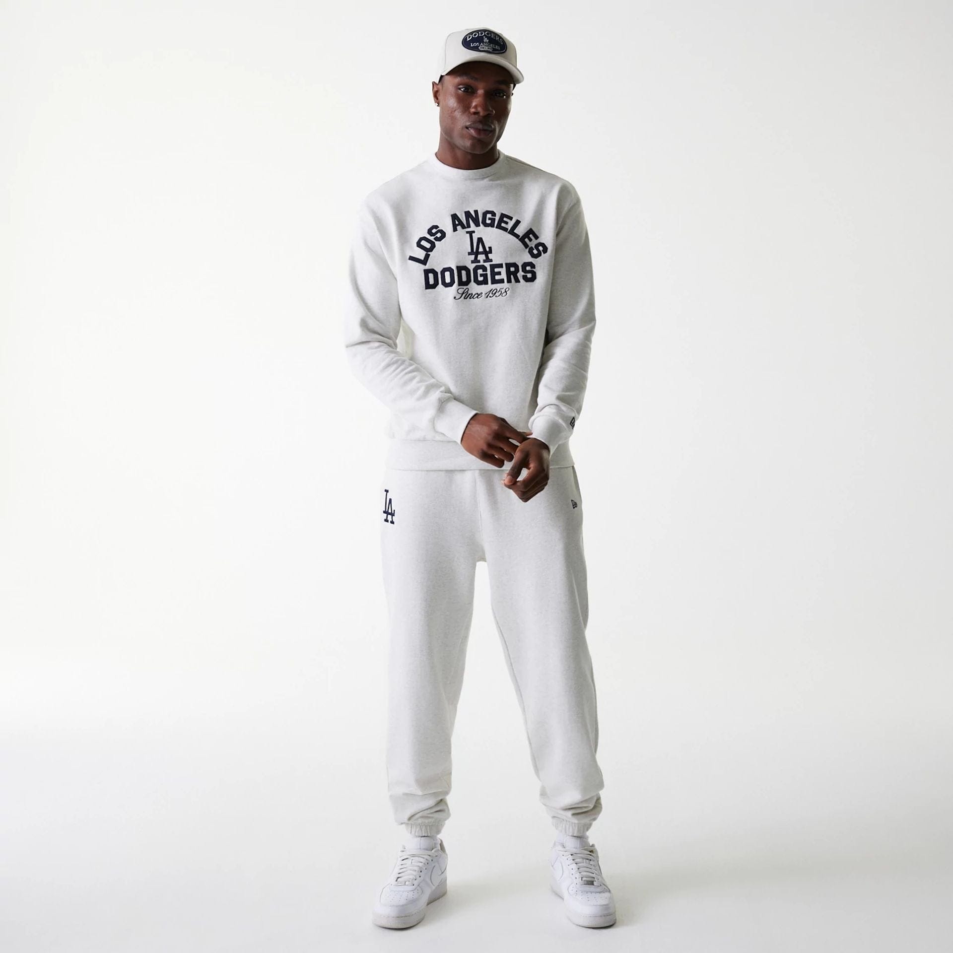 MLB Heritage LA Dodgers Pastel Grey Oversized Crew Neck Sweater