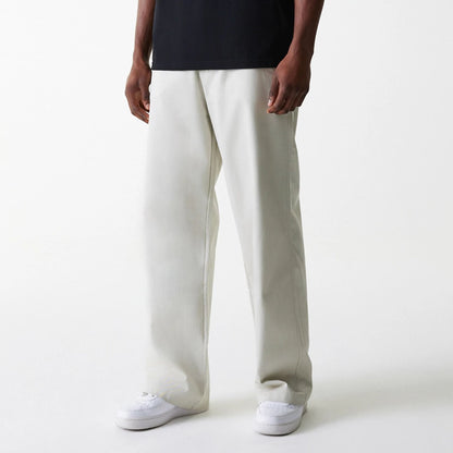 The Male model is wearing New York Yankees MLB Light Beige Chino Trousers 3