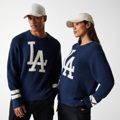 The Male model is wearing LA Dodgers MLB Knit Navy Oversized Knit Sweater 1
