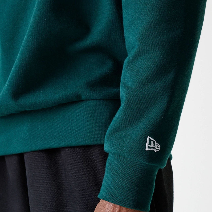 The Male model is wearing Detroit Tigers MLB Heritage Dark Green Oversized Crew Neck Sweater 7