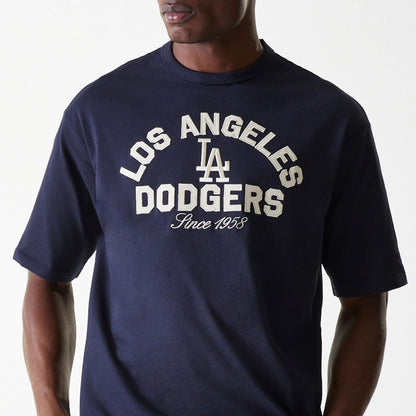 The Male model is wearing LA Dodgers MLB Heritage Navy Oversized T-Shirt 3