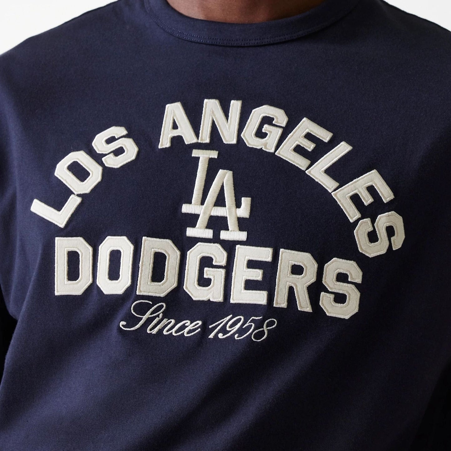 The Male model is wearing LA Dodgers MLB Heritage Navy Oversized T-Shirt 4
