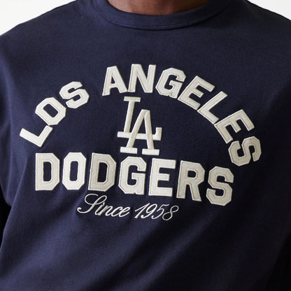 The Male model is wearing LA Dodgers MLB Heritage Navy Oversized T-Shirt 4
