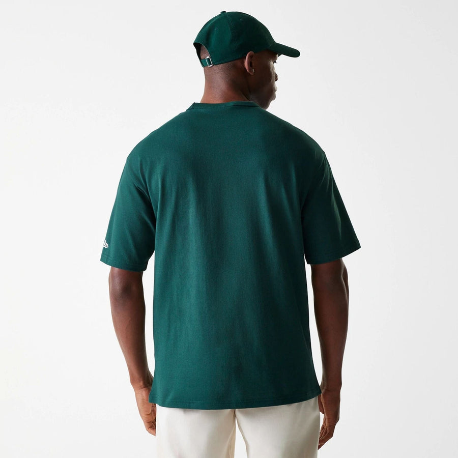 The Male model is wearing Detroit Tigers MLB Heritage Dark Green Oversized T-Shirt 2
