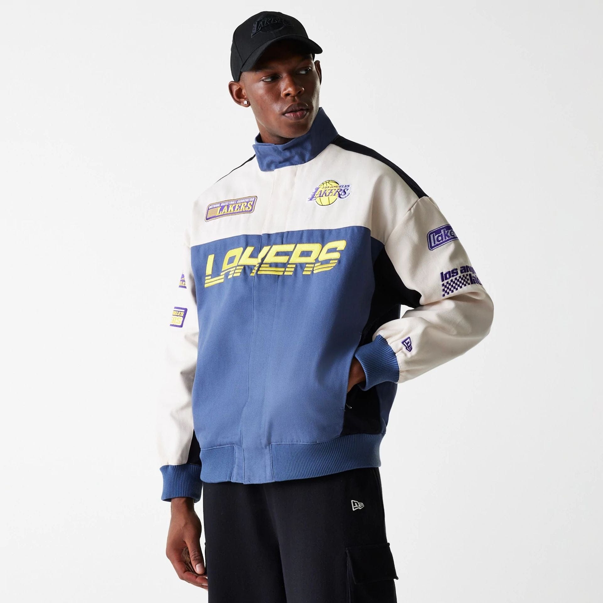 NBA Motorsport LA Lakers Dark Blue Motorsports Jacket | NEC EU
