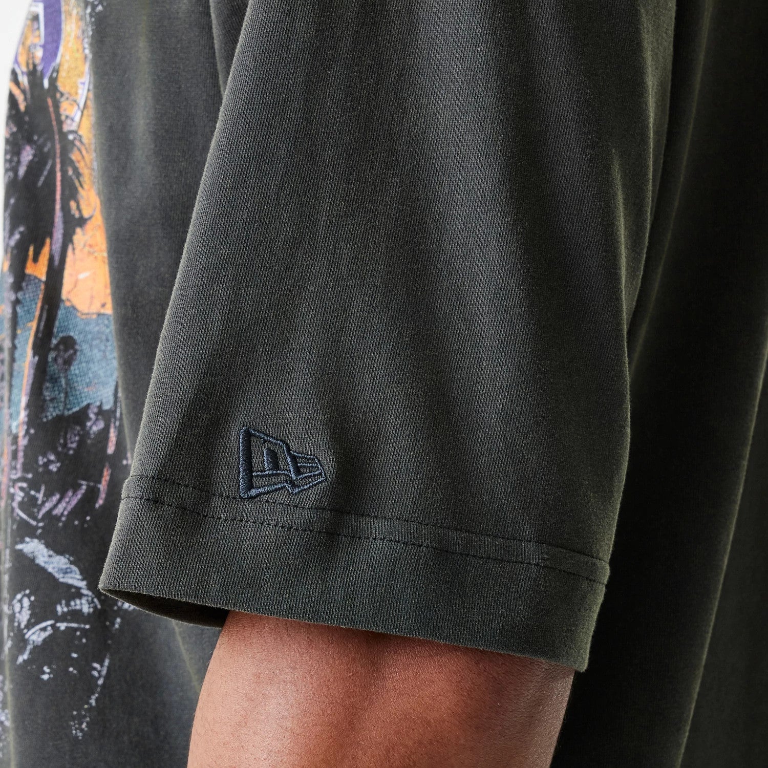 The Male model is wearing LA Lakers NBA Washed Graphic Grey T-Shirt 7
