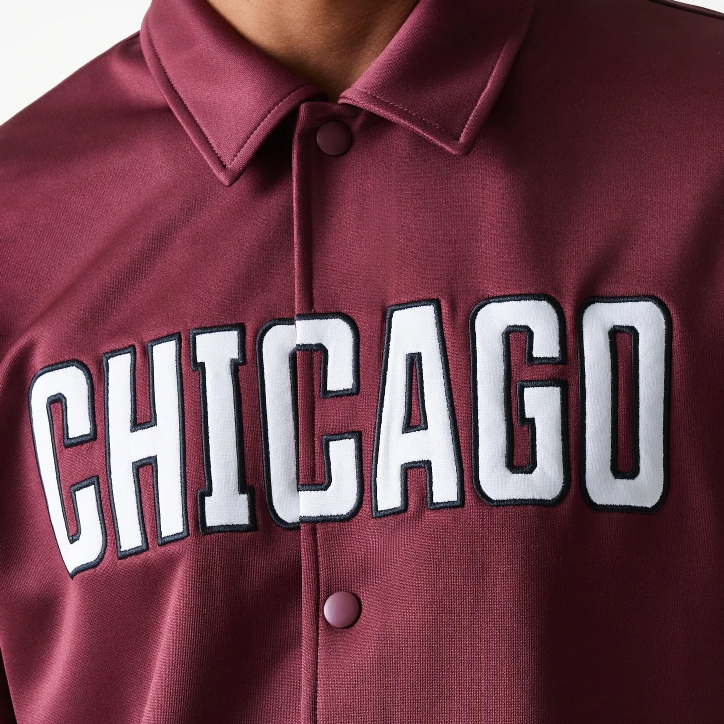 The Male model is wearing Chicago Bulls NBA Snap Button Dark Red Short Sleeve Shirt 4