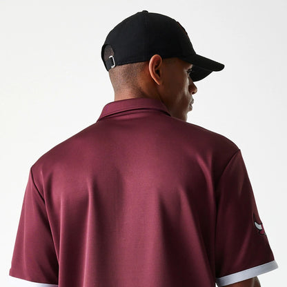 The Male model is wearing Chicago Bulls NBA Snap Button Dark Red Short Sleeve Shirt 7