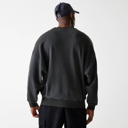 The Male model is wearing LA Lakers NBA Washed Graphic Grey Oversized Crew Neck Sweater 2
