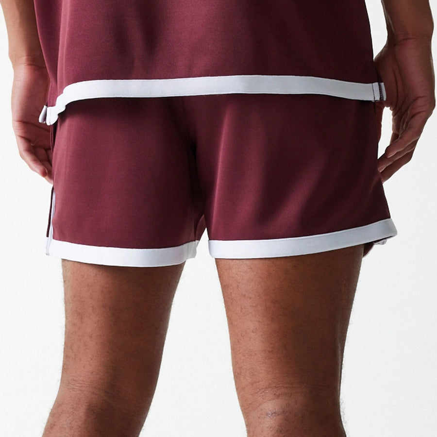 The Male model is wearing Chicago Bulls NBA Snap Button Dark Red Shorts 6