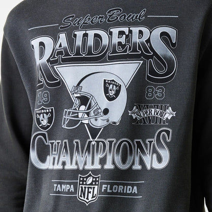 The Male model is wearing Las Vegas Raiders NFL Washed Super Bowl Grey Oversized Crew Neck Sweater 6