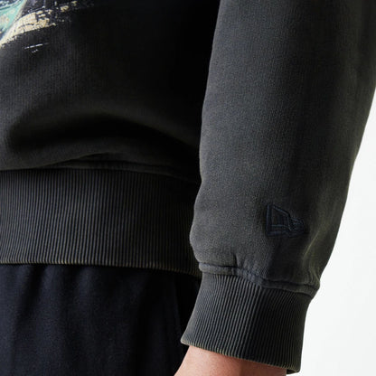 The Male model is wearing Milwaukee Bucks NBA Washed Graphic Grey Oversized Crew Neck Sweater 7