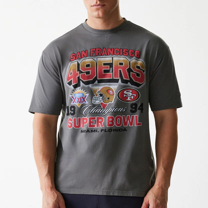 The Male model is wearing San Francisco 49ers NFL Washed Super Bowl Grey Oversized T-Shirt 3