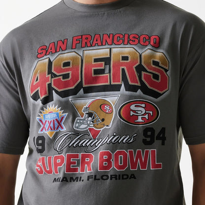 The Male model is wearing San Francisco 49ers NFL Washed Super Bowl Grey Oversized T-Shirt 4