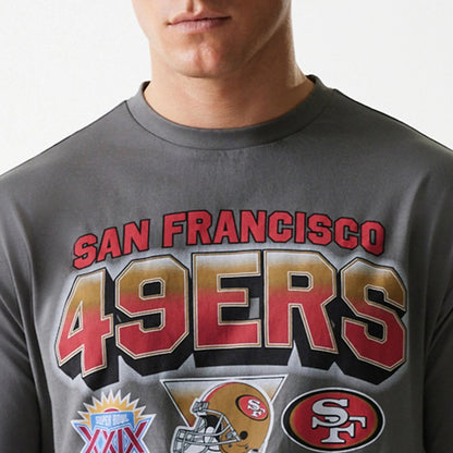The Male model is wearing San Francisco 49ers NFL Washed Super Bowl Grey Oversized T-Shirt 6