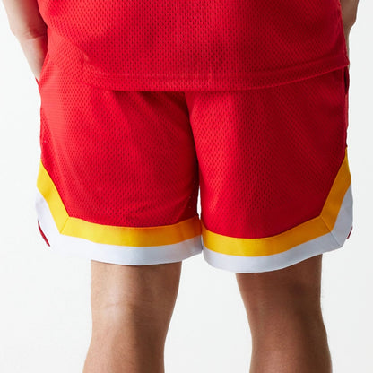 The Male model is wearing Kansas City Chiefs NFL Mesh Red Shorts 6